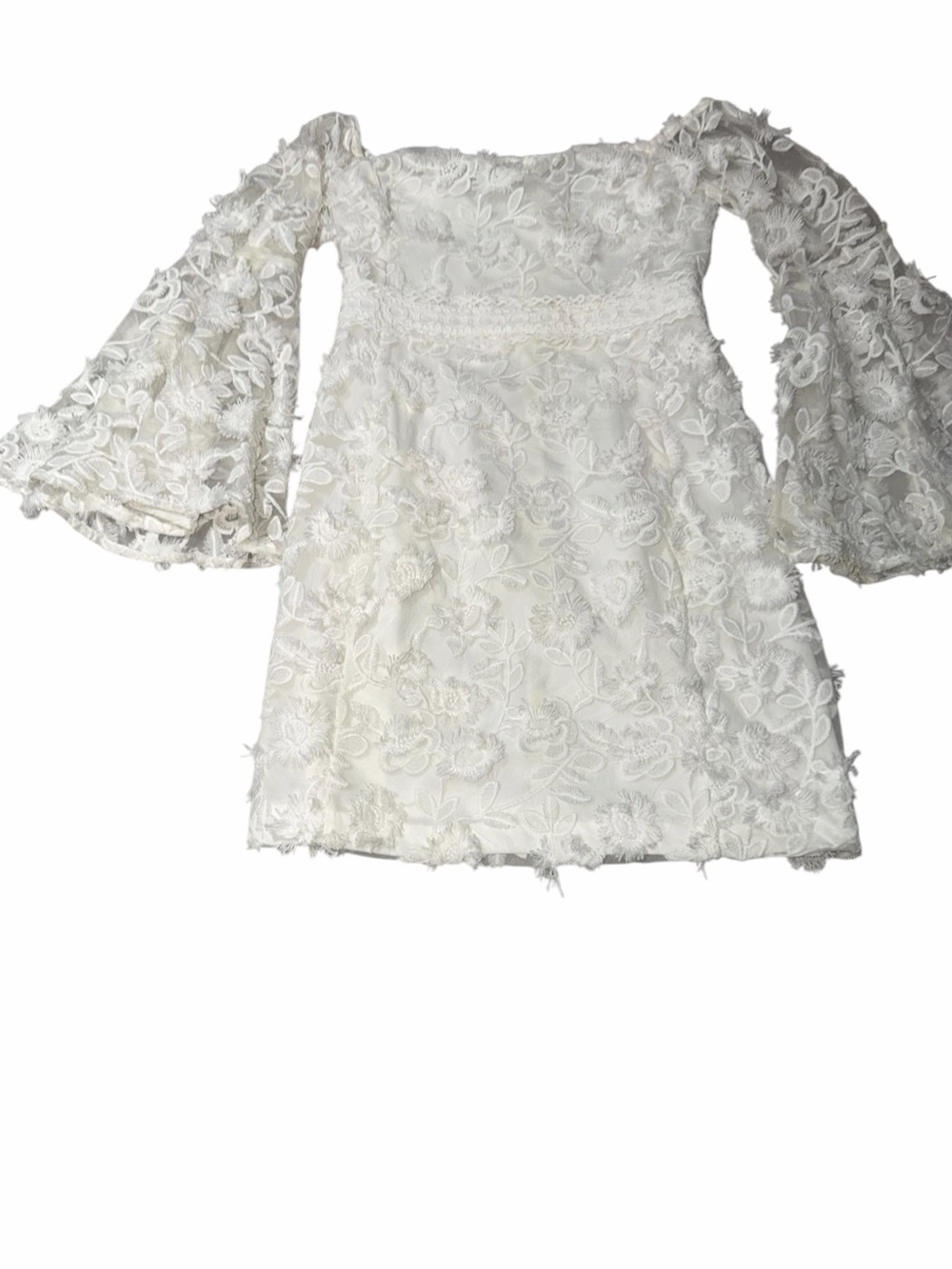 Endless Rose Ivory Lace Bell-Sleeve Mini Dress